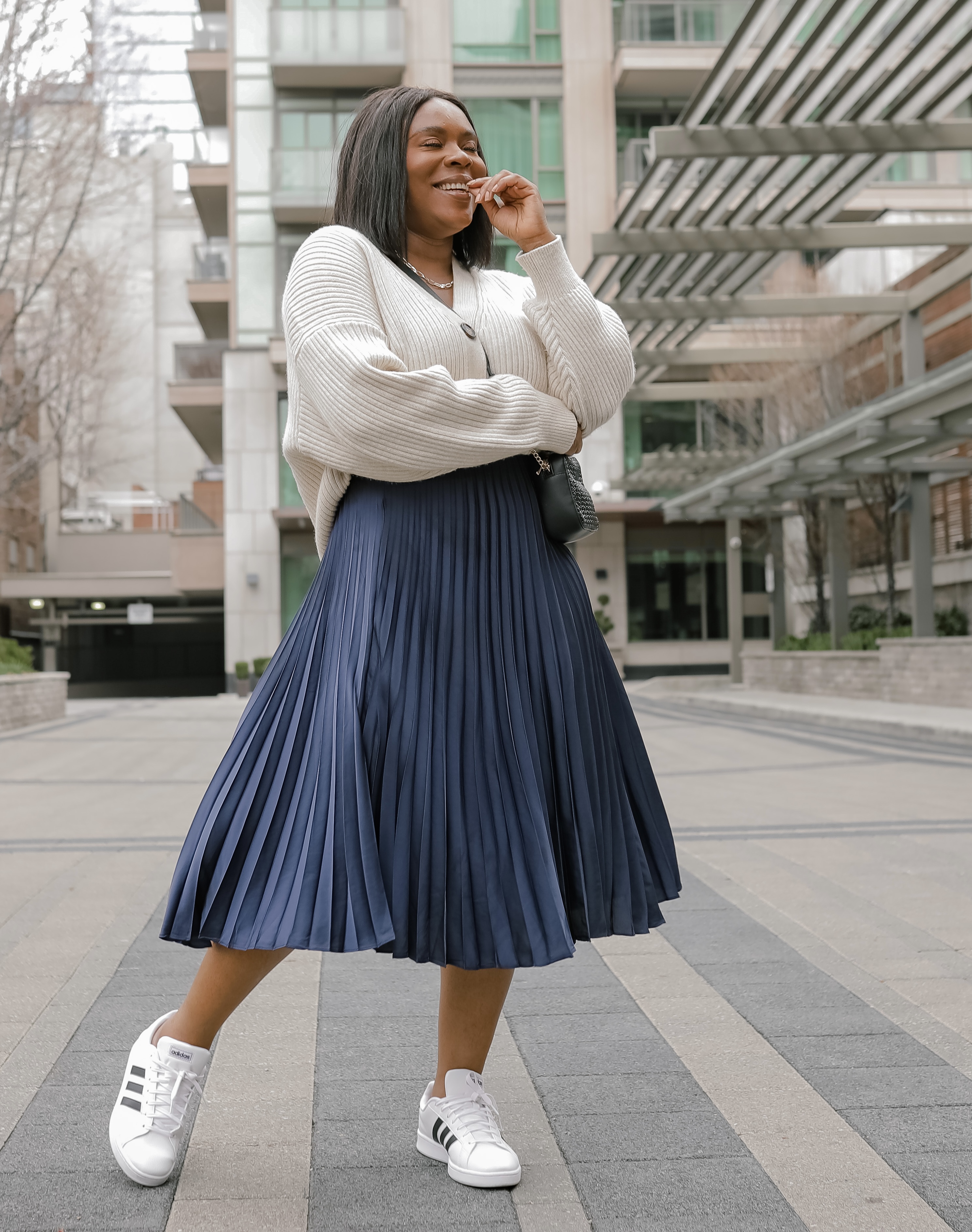 What to Wear to Work, Pleated Skirt + Cardigan